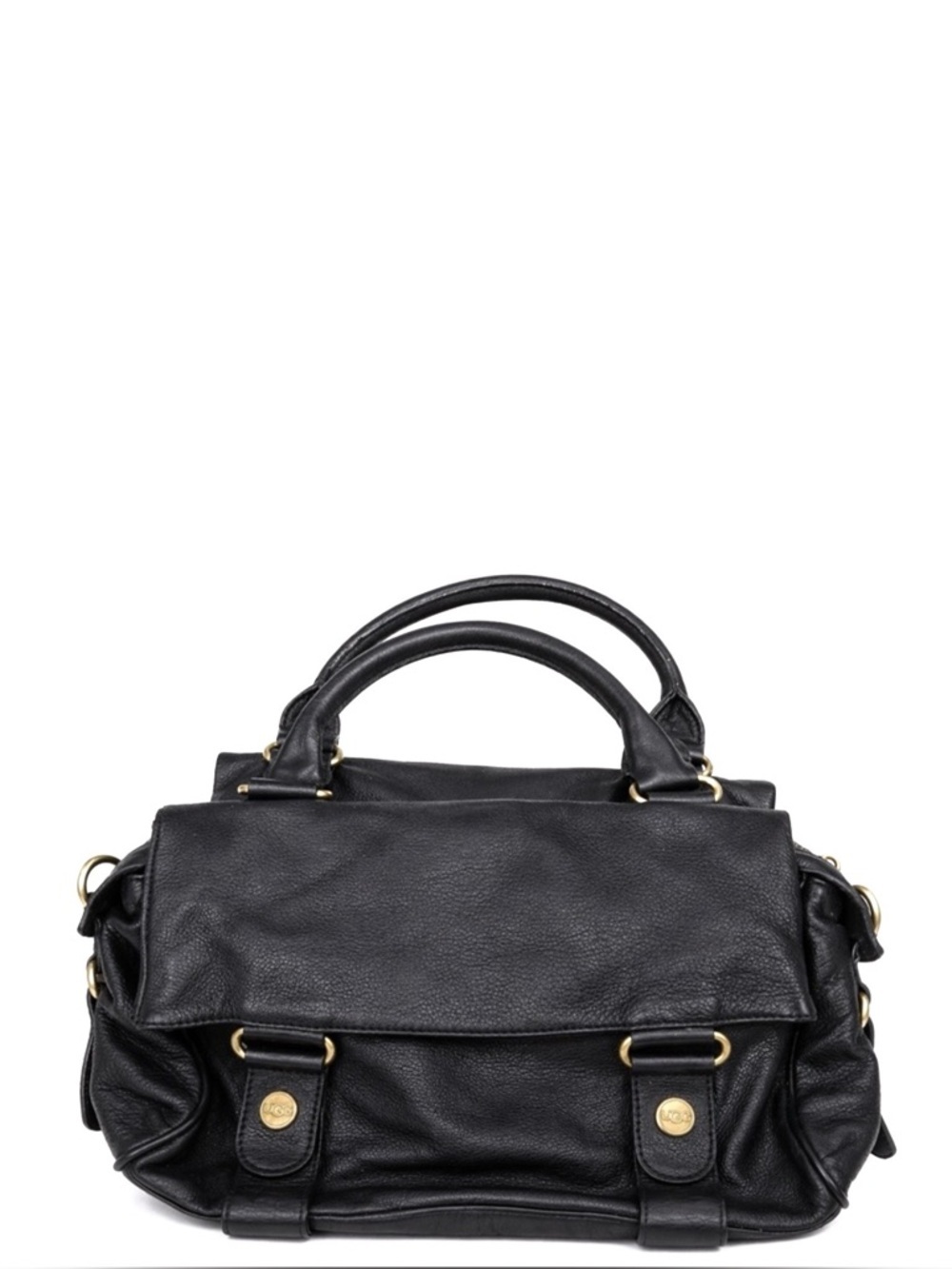 UGG Black Leather Satchel Bag – Gold Hardware